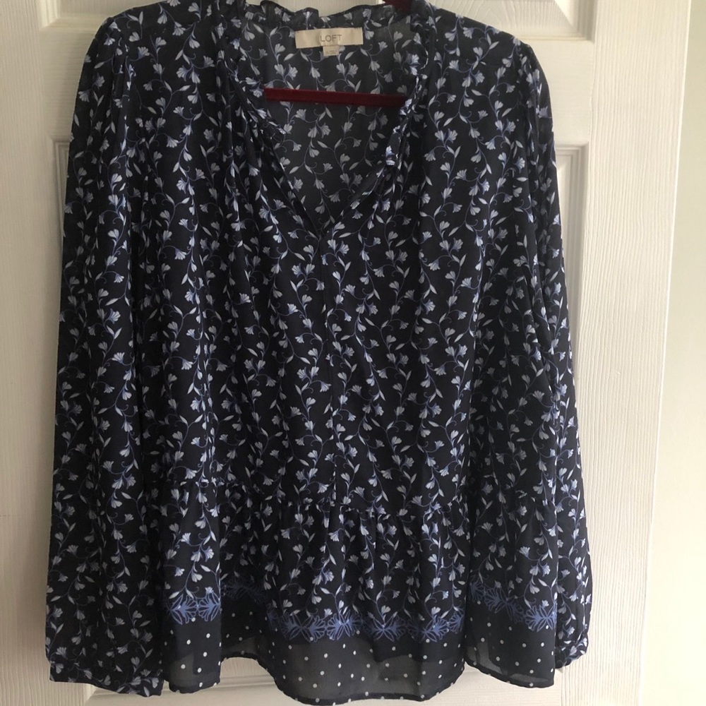 NWOT - Loft Navy Floral Top